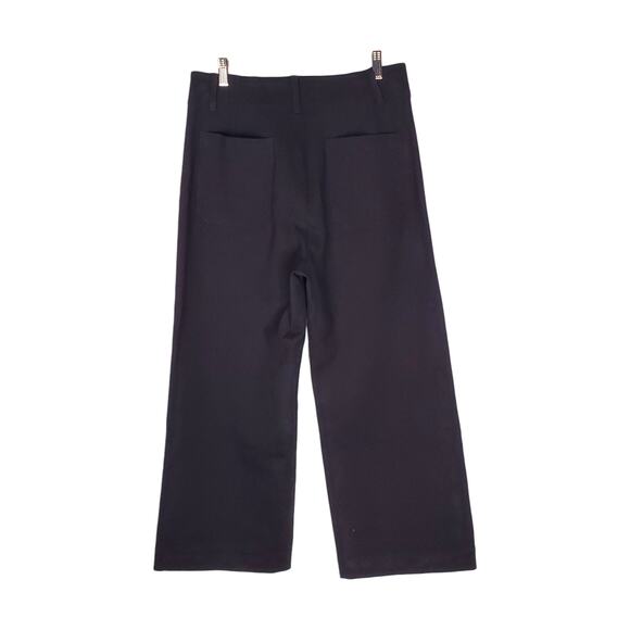 Maeve Anthropologie The Colette Cropped Wide Leg Trousers Pants Black Size 31 - Picture 3 of 9